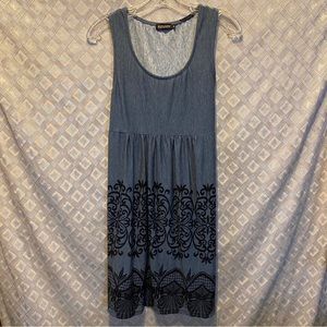 REBORN Grey Sleeveless Tank Dress M Empire Waist Soft Comfy Flowy Summer Mandala
